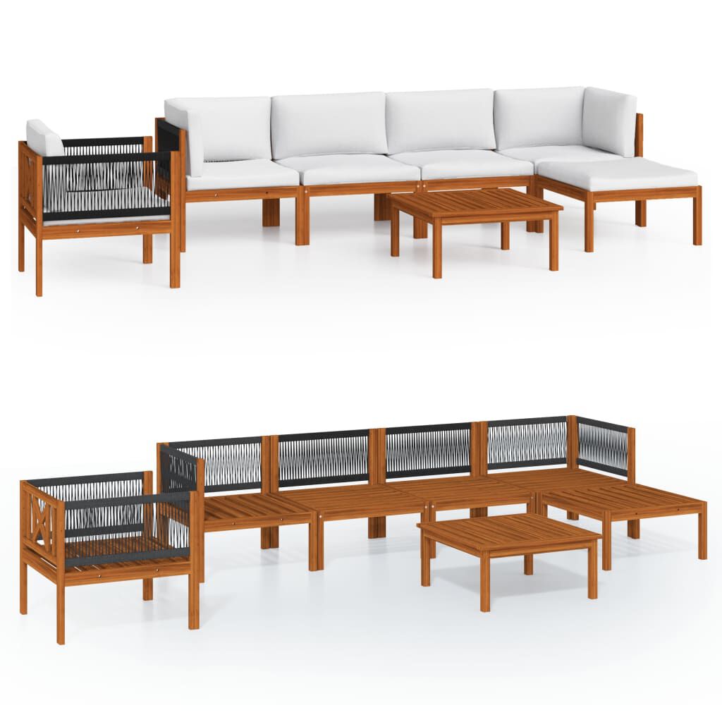 vidaXL 7 Piece Garden Lounge Set with Cushions Cream Solid Acacia Wood