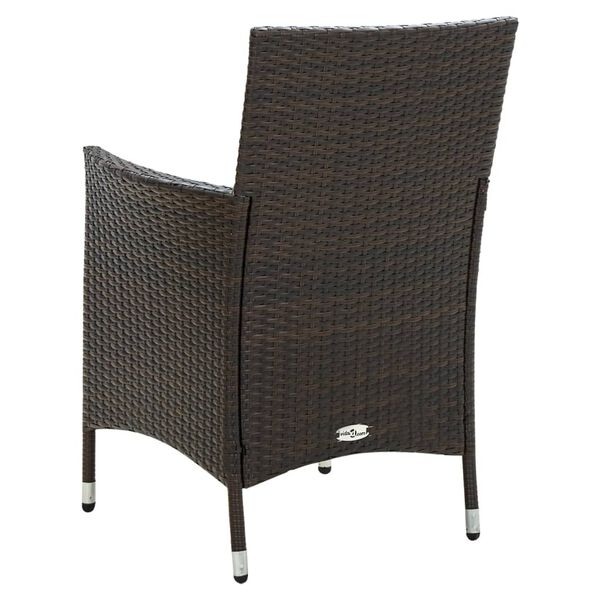 vidaXL Garden Chairs with Cushions 2 pcs Poly Rattan Brown
