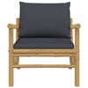 vidaXL Garden Chairs 2 pcs with Dark Grey Cushions Bamboo