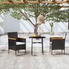 vidaXL 3 Piece Garden Dining Set Poly Rattan Black
