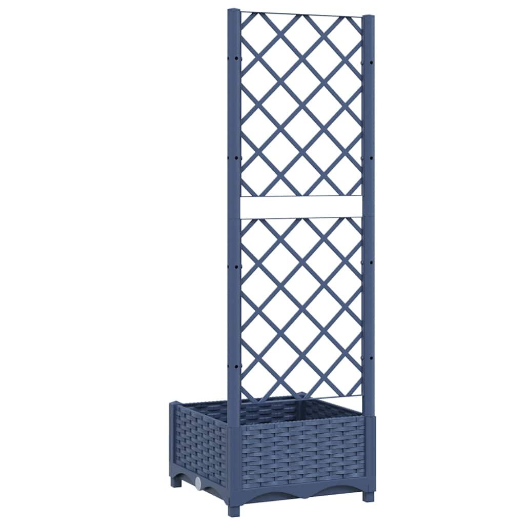 vidaXL Garden Planter with Trellis Blue Grey 40x40x121.5 cm PP