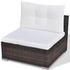 vidaXL 5 Piece Garden Lounge Set with Cushions Poly Rattan Brown