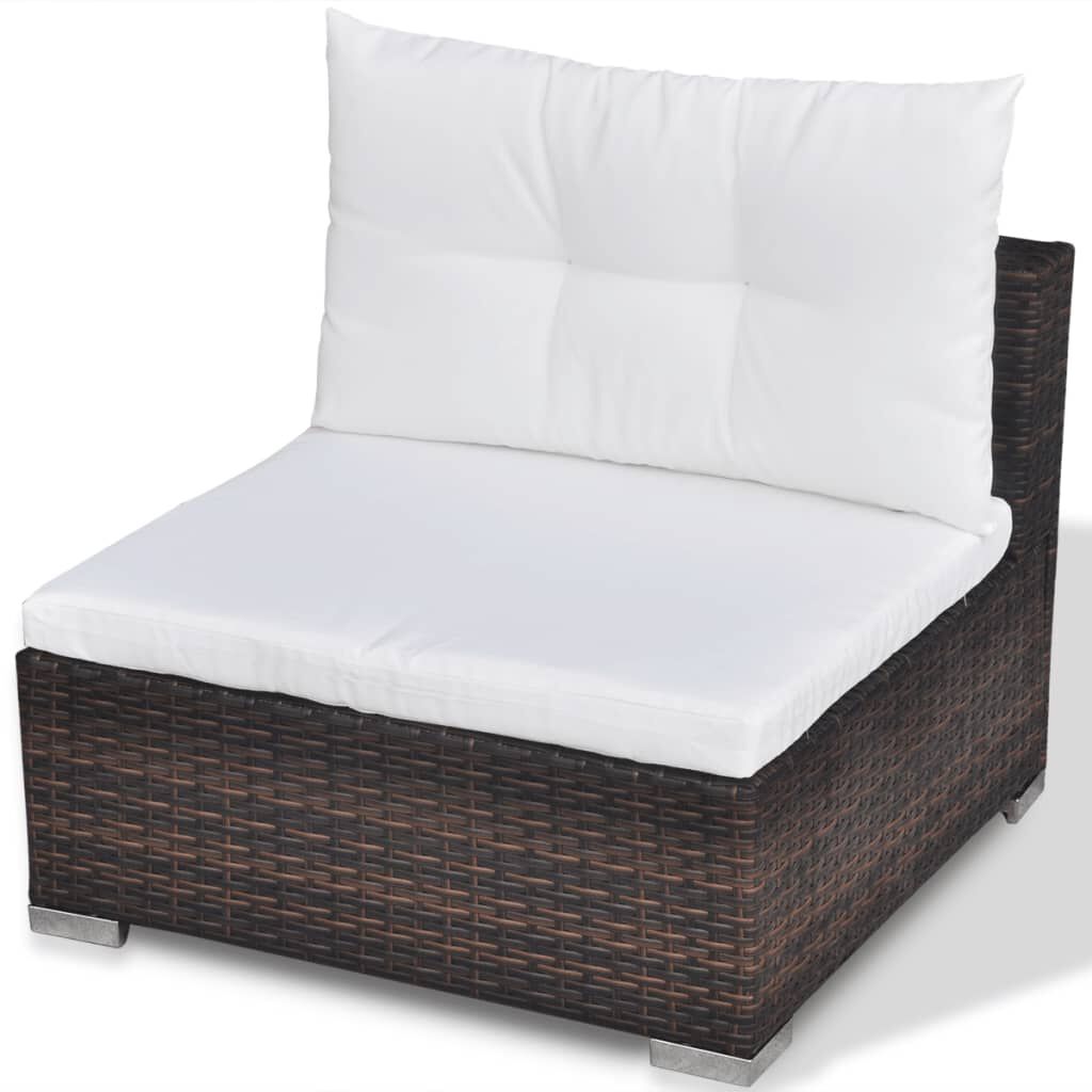 vidaXL 5 Piece Garden Lounge Set with Cushions Poly Rattan Brown