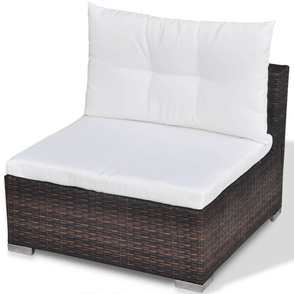 vidaXL 5 Piece Garden Lounge Set with Cushions Poly Rattan Brown