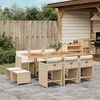 vidaXL 11 Piece Garden Dining Set with Cushions Beige Poly Rattan