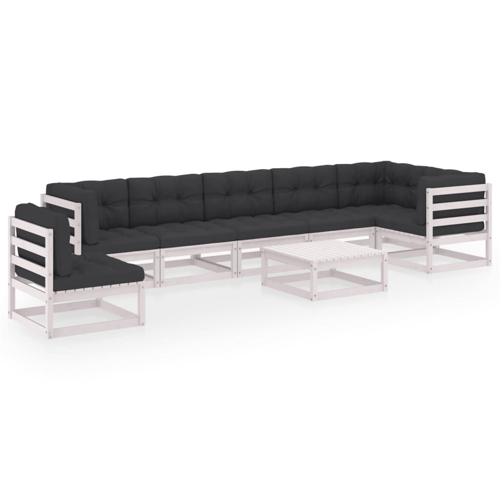 vidaXL 8 Piece Garden Lounge Set with Cushions Solid Pinewood