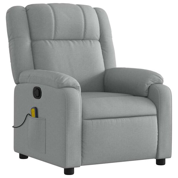 vidaXL Massage Recliner Chair Light Grey Fabric