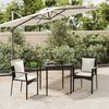 vidaXL 3 Piece Garden Dining Set with Cushions Black Poly Rattan