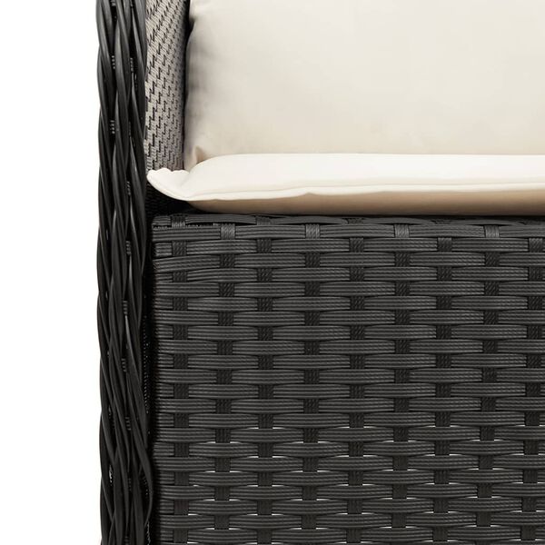 vidaXL 7 Piece Garden Dining Set with Cushions Black Poly Rattan