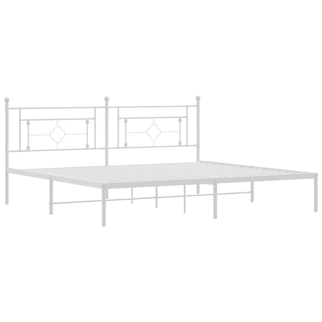 vidaXL Metal Bed Frame without Mattress with Headboard White 193x203cm