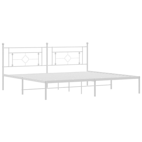 vidaXL Metal Bed Frame without Mattress with Headboard White 193x203cm