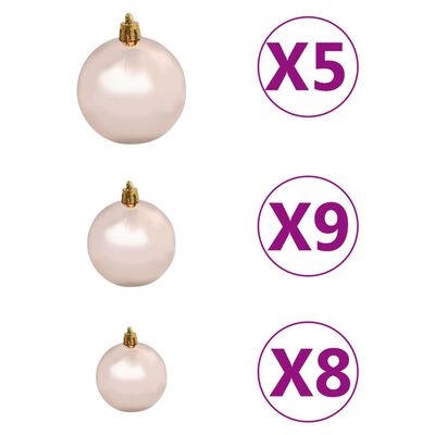 vidaXL Artificial Pre-lit Christmas Tree with Ball Set Pink 120 cm PVC