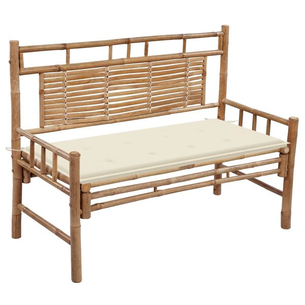 vidaXL Garden Bench with Cushion 120 cm Bamboo