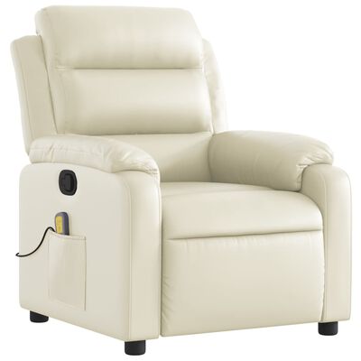 vidaXL Massage Recliner Chair Cream Faux Leather