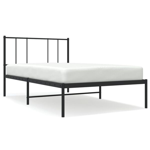 vidaXL Metal Bed Frame without Mattress with Headboard Black 100x200cm