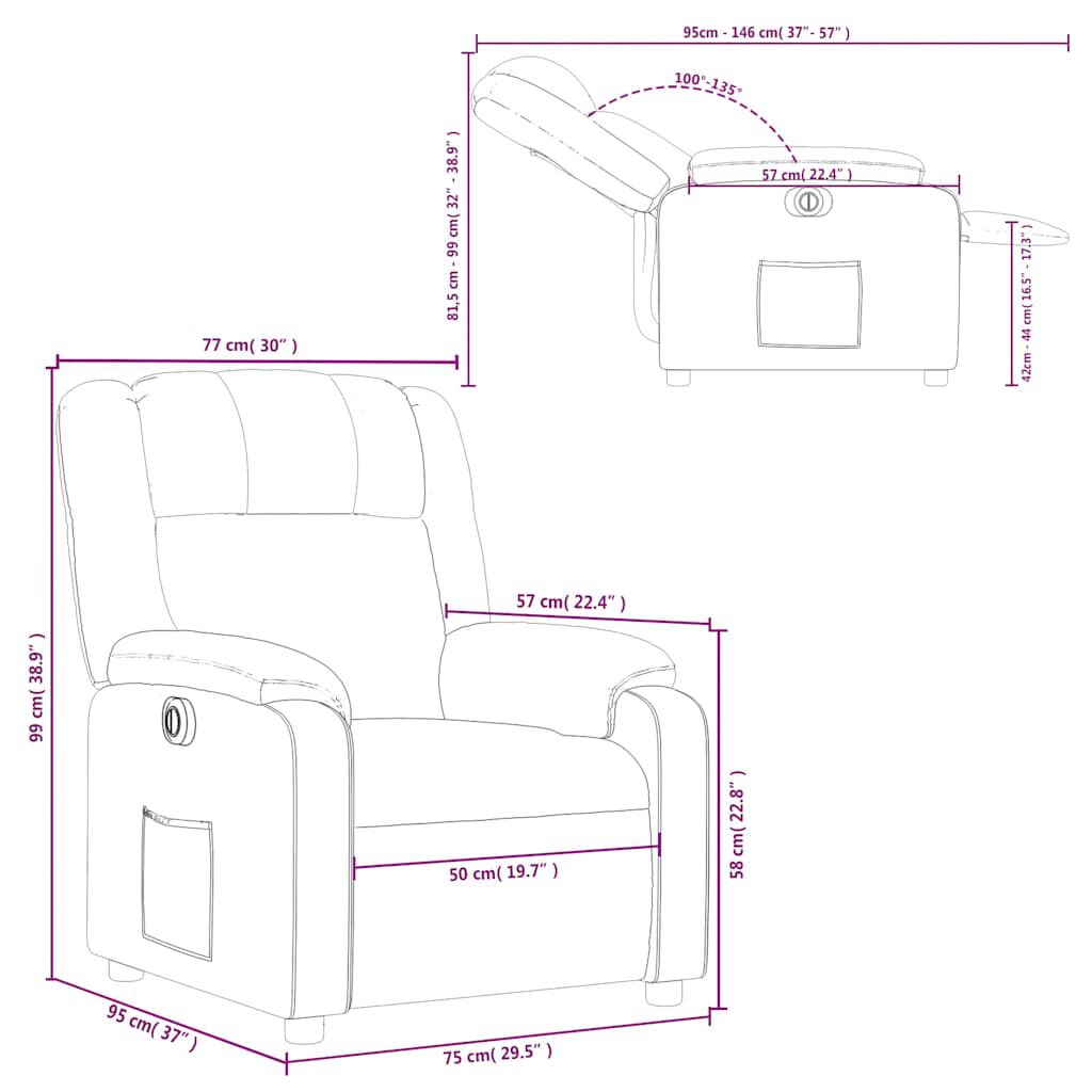vidaXL Electric Recliner Chair Light Grey Fabric