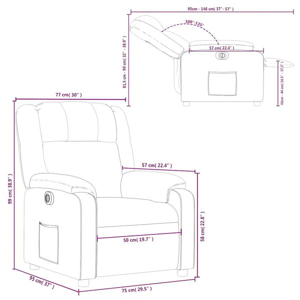 vidaXL Electric Recliner Chair Light Grey Fabric