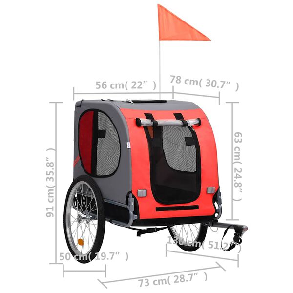 vidaXL Pet Bike Trailer Red and Black