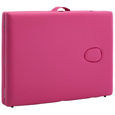 vidaXL Foldable Massage Table 2 Zones Aluminium Pink
