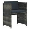 vidaXL 3 Piece Bistro Set with Cushions Poly Rattan Grey