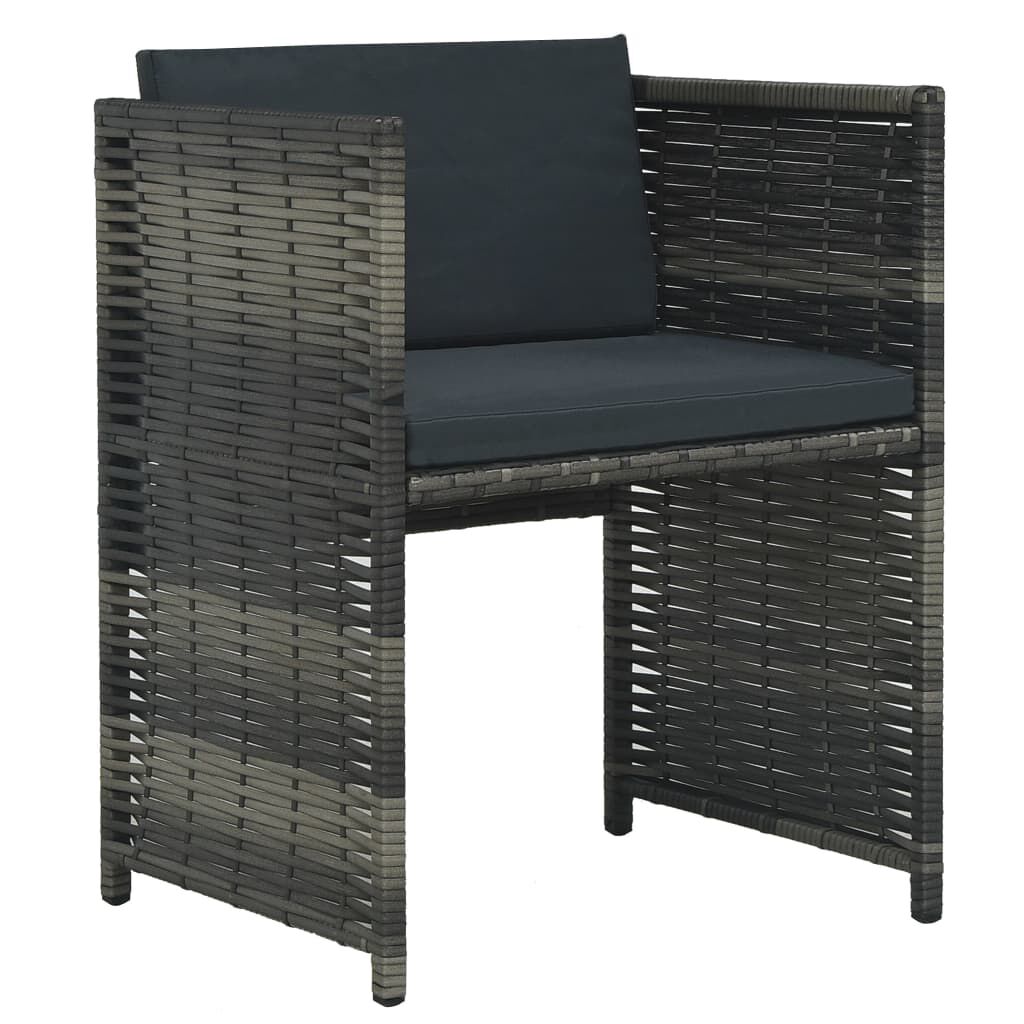 vidaXL 3 Piece Bistro Set with Cushions Poly Rattan Grey