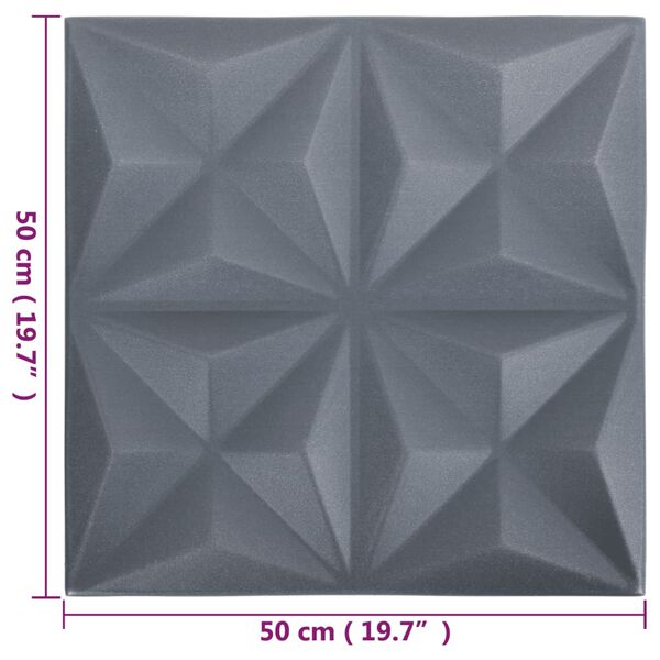 vidaXL 3D Wall Panels 12 pcs 50x50 cm Origami Grey 3 m²