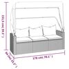 vidaXL 3-Seater Garden Sofa with Roof and Footstool Grey Poly Rattan