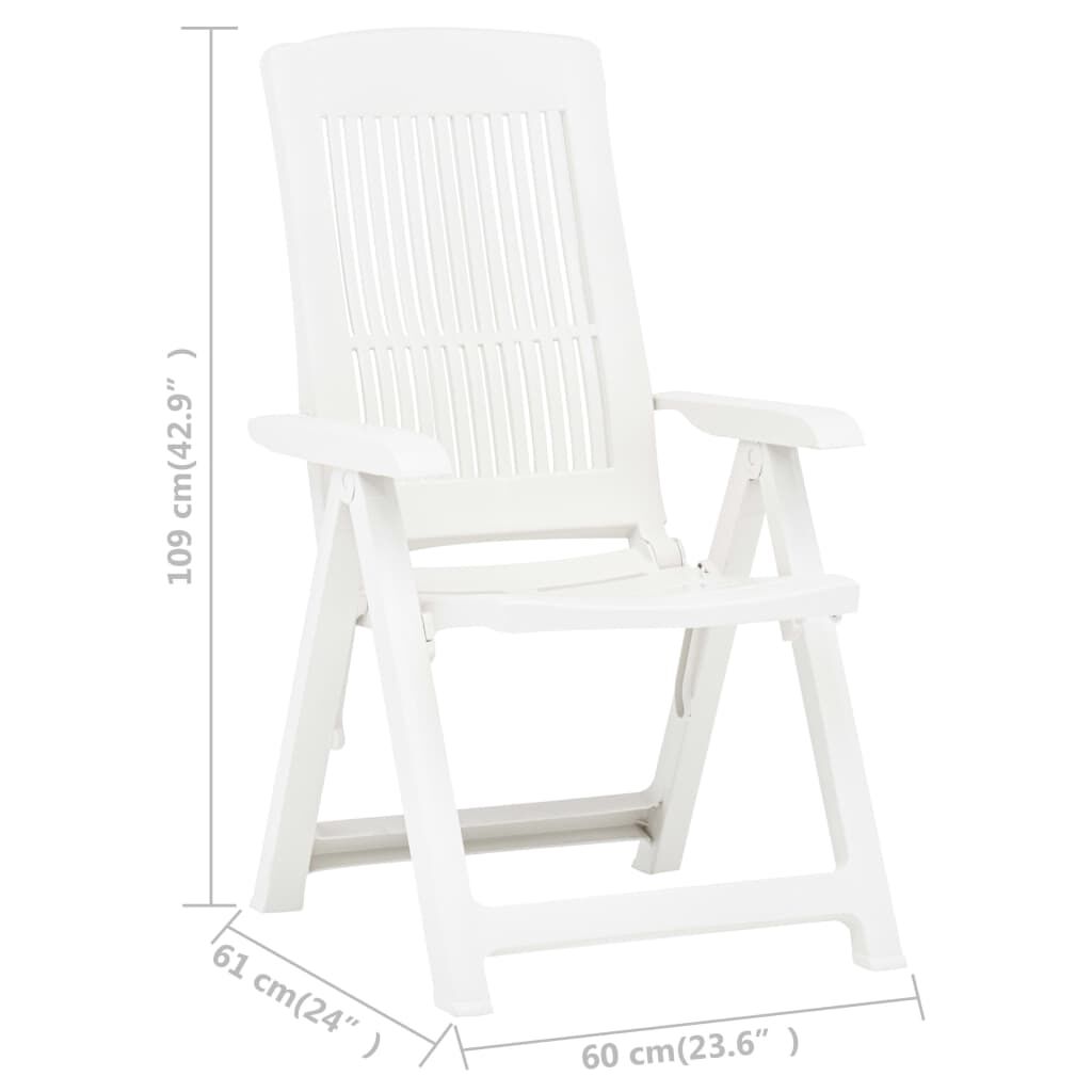 vidaXL Garden Reclining Chairs 2 pcs Plastic White