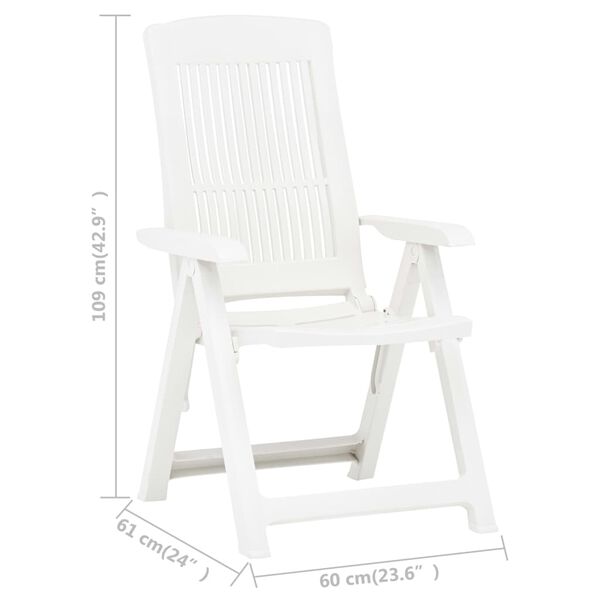 vidaXL Garden Reclining Chairs 2 pcs Plastic White