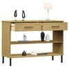 vidaXL Console Cabinet with Metal Legs Brown Solid Wood Pine OSLO