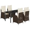 vidaXL 5 Piece Garden Dining Set with Cushions Brown Poly Rattan
