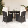 vidaXL 5 Piece Garden Dining Set with Cushions Black Poly Rattan