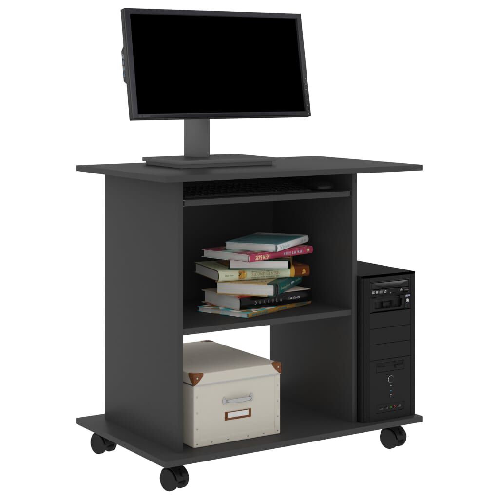 vidaXL Computer Desk Grey 80x50x75 cm Engineered Wood