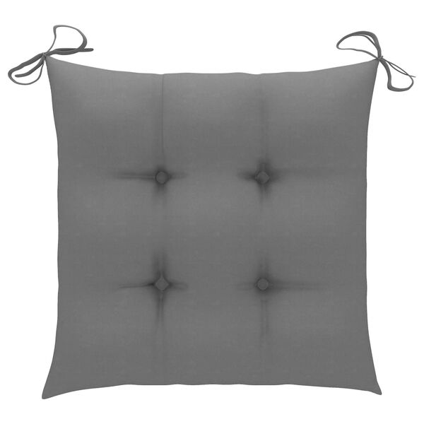 vidaXL Batavia Chairs 2 pcs with Grey Cushions Solid Teak Wood