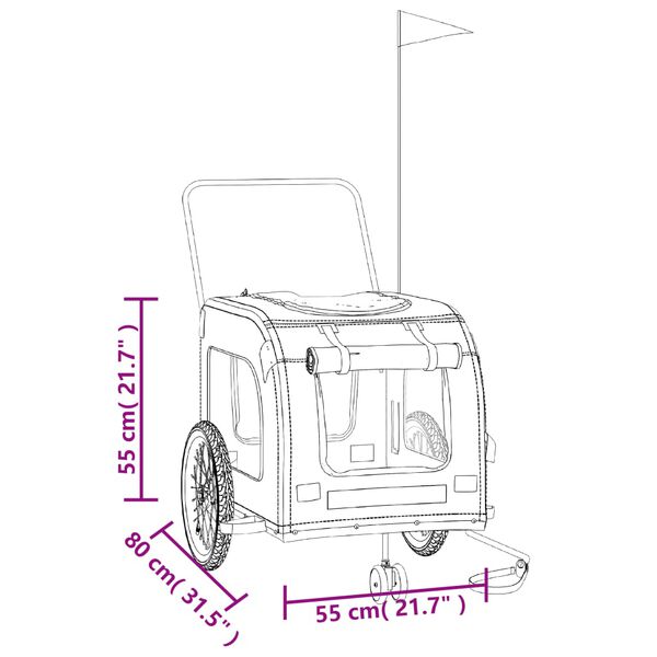 vidaXL Pet Bike Trailer Black and Grey Oxford Fabric and Iron