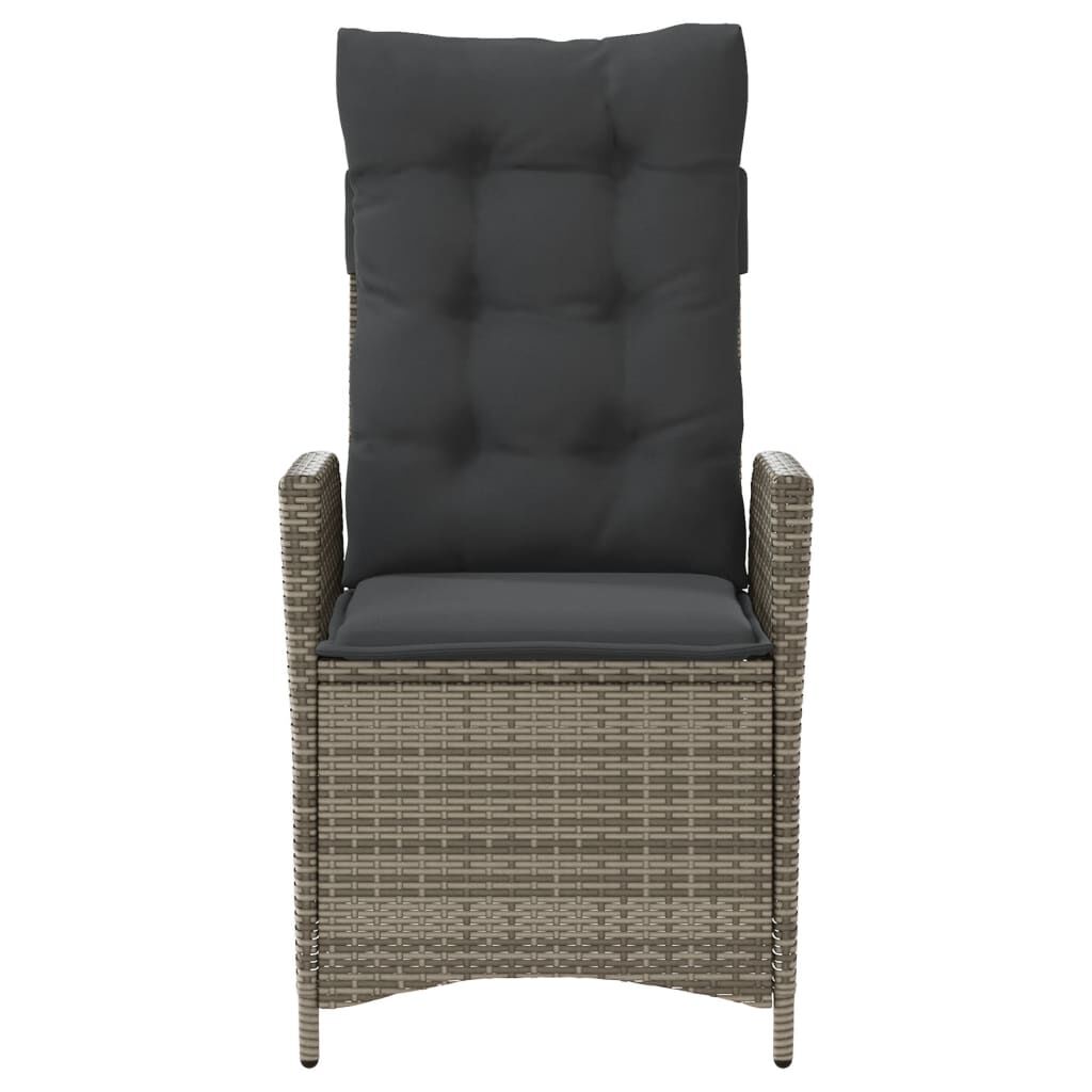 vidaXL 3 Piece Bistro Set with Cushions Grey Poly Rattan