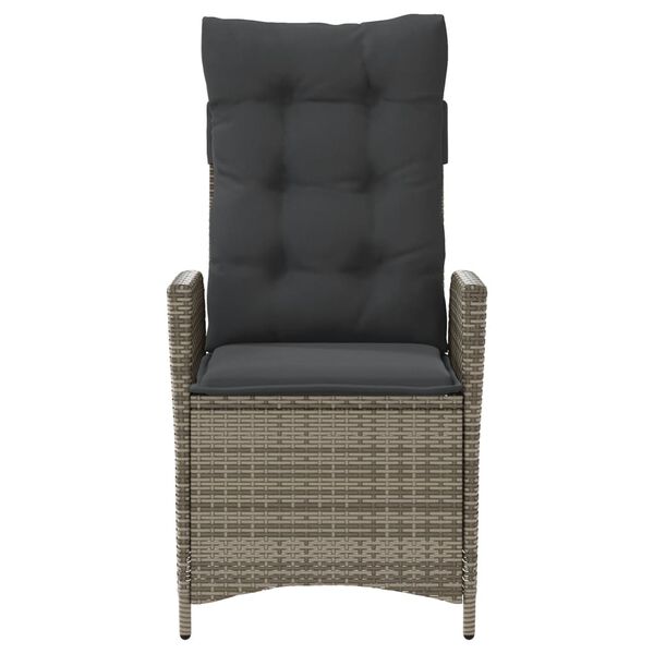 vidaXL 3 Piece Bistro Set with Cushions Grey Poly Rattan