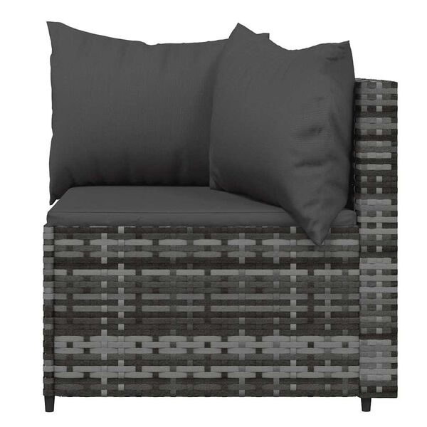 vidaXL Garden Corner Sofas with Cushions 2 pcs Grey Poly Rattan