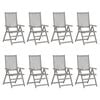 vidaXL Garden Reclining Chairs with Cushions 8 pcs Grey Solid Wood Acacia