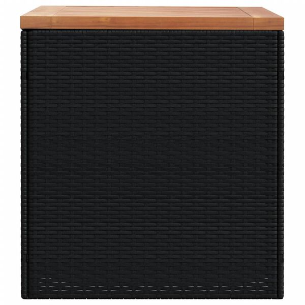 vidaXL Garden Storage Box Black 110x50x54 cm Poly Rattan Acacia Wood