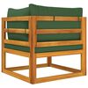 vidaXL Sectional Corner Sofa with Green Cushions Solid Wood Acacia
