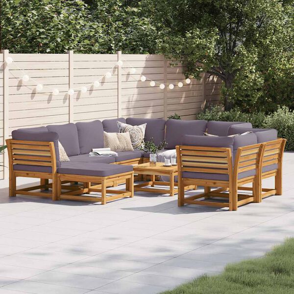 vidaXL 10 Piece Garden Lounge Set with Cushions Solid Wood Acacia