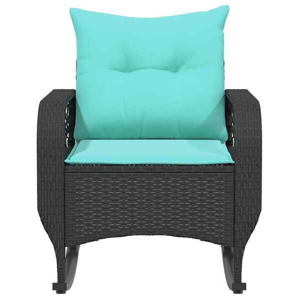 vidaXL Garden Rocking Chair with Cushions Black Poly Rattan