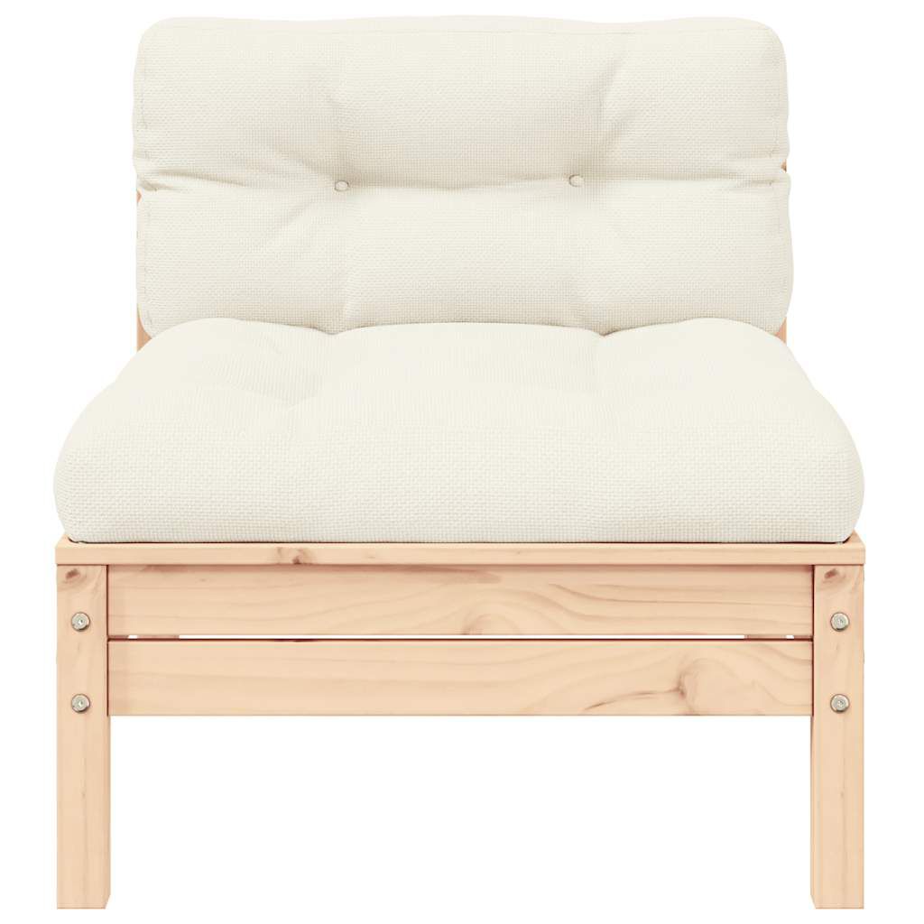 vidaXL 3 Piece Garden Lounge Set with Cream Cushions Solid Pinewood