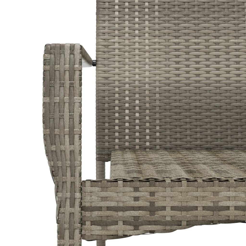 vidaXL 3 Piece Garden Dining Set with Cushions Black and Grey Poly Rattan