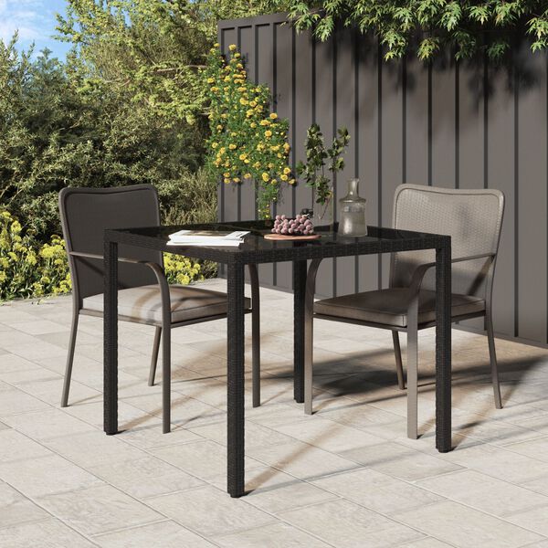 vidaXL Garden Dining Table Black 90x90x75 cm Poly Rattan