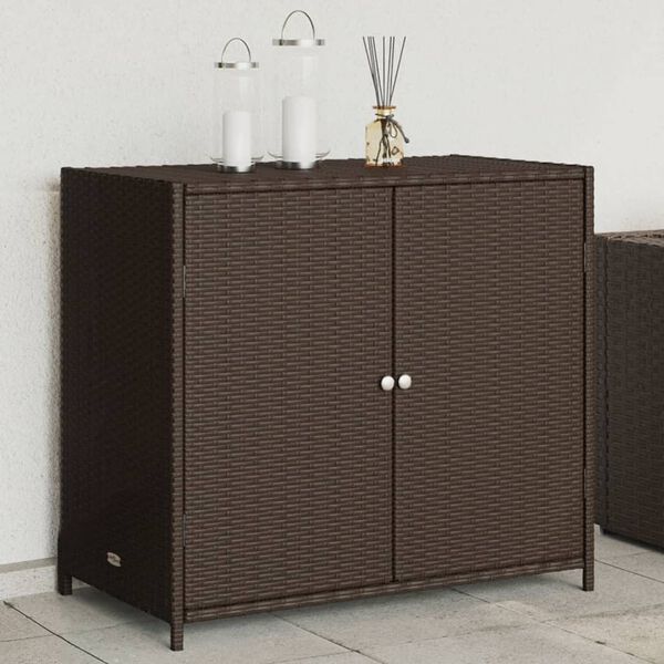 vidaXL Garden Storage Cabinet Brown 83x45x76 cm Poly Rattan