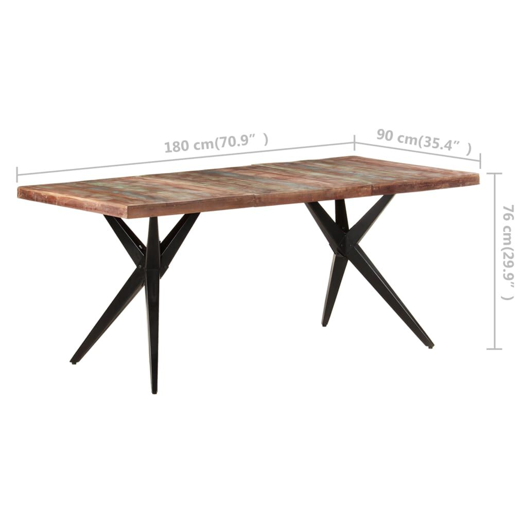 vidaXL Dining Table 180x90x76 cm Solid Reclaimed Wood
