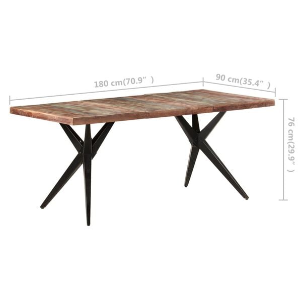 vidaXL Dining Table 180x90x76 cm Solid Reclaimed Wood