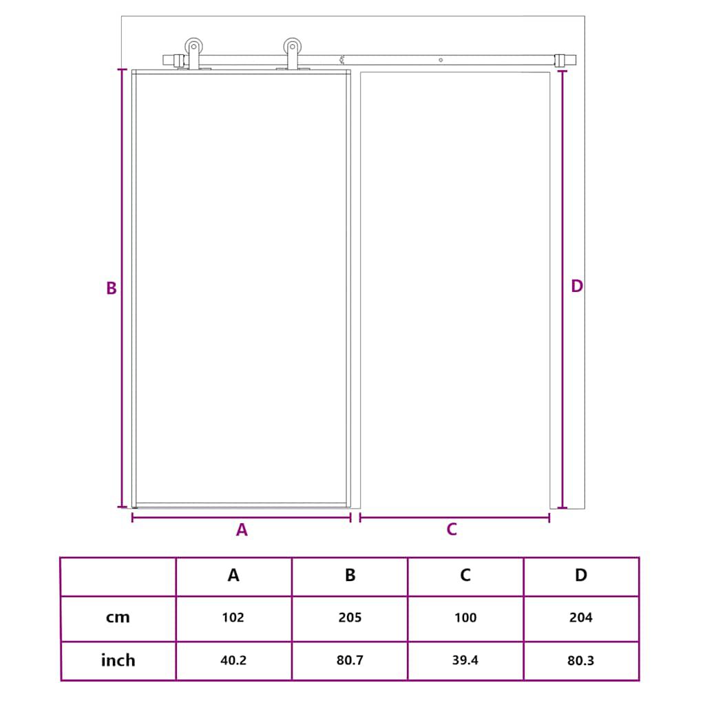 vidaXL Sliding Door ESG Glass and Aluminium 102x205 cm Black